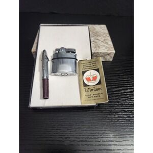 Vintage Manor Super Automatic Lighter with Pen and Windsor Gift Box Set Japan